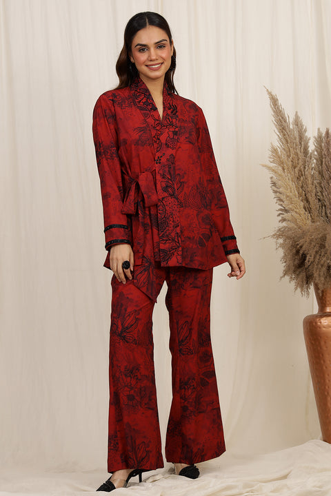 THE INDO - MOD TIE UP EMBROIDERED CO-ORD SET