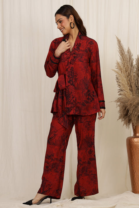 THE INDO - MOD TIE UP EMBROIDERED CO-ORD SET