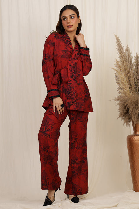 THE INDO - MOD TIE UP EMBROIDERED CO-ORD SET