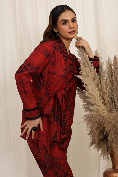 THE INDO - MOD TIE UP EMBROIDERED CO-ORD SET