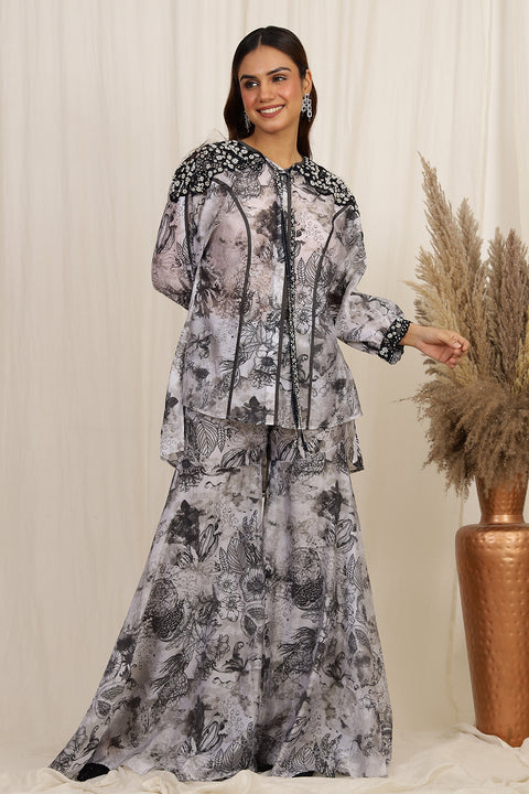 THE FESTIVE EMROIDERED SHIRT AND SHARARA SET