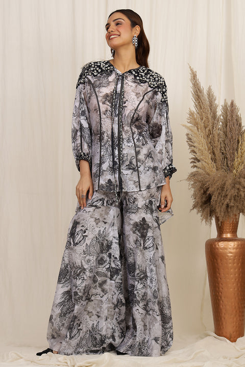 THE FESTIVE EMROIDERED SHIRT AND SHARARA SET