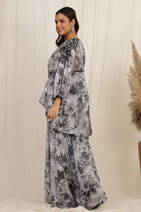 THE FESTIVE EMROIDERED SHIRT AND SHARARA SET