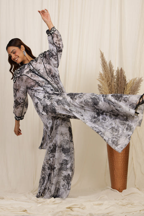 THE FESTIVE EMROIDERED SHIRT AND SHARARA SET