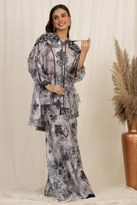 THE FESTIVE EMROIDERED SHIRT AND SHARARA SET