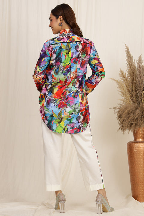 EMBROIDERED OVERLAP SHIRT (AS IT IS AND CAN BE BOUGHT WITH PANTS)