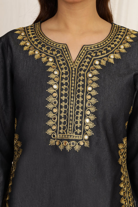 THE DENIM ETHNIC FUSION EMBROIDERED 2 PC SET