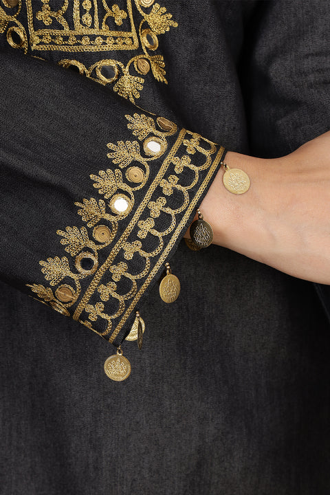 THE DENIM ETHNIC FUSION EMBROIDERED 2 PC SET