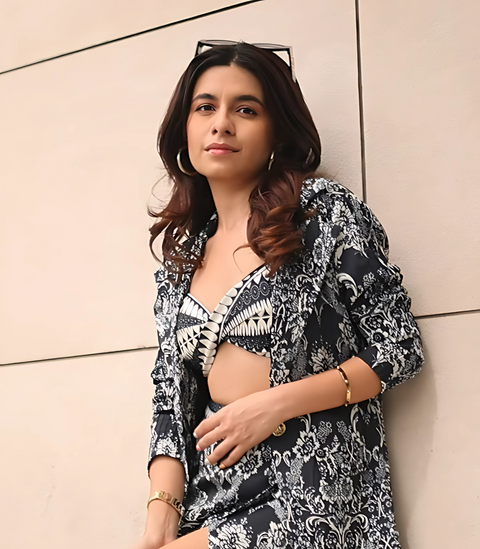 PRERNA Mehra in our BLAZER - SKIRT CO-ORD SET WITH BUSTIER