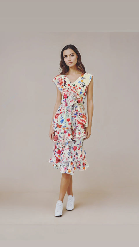 FLORALLY FLOURISHED FRILL DRESS