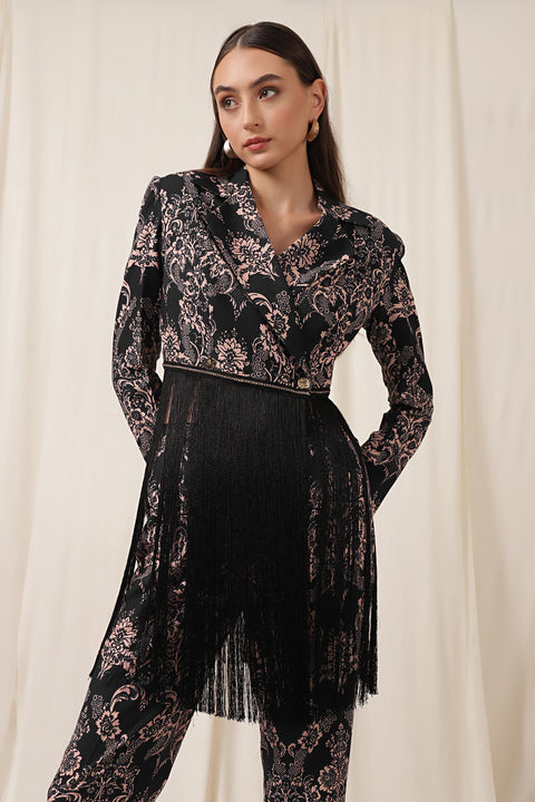 FRINGE BLAZER SUIT SET