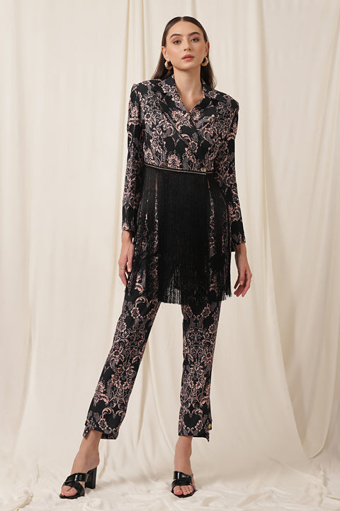 FRINGE BLAZER SUIT SET