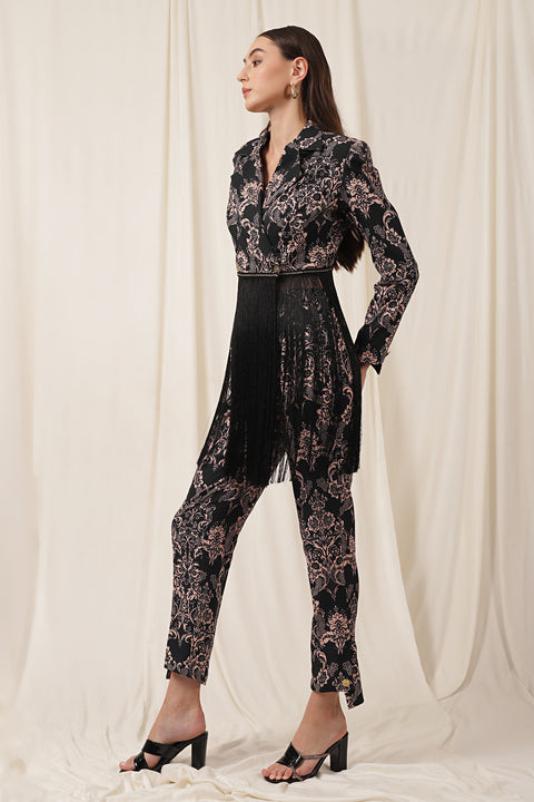 FRINGE BLAZER SUIT SET