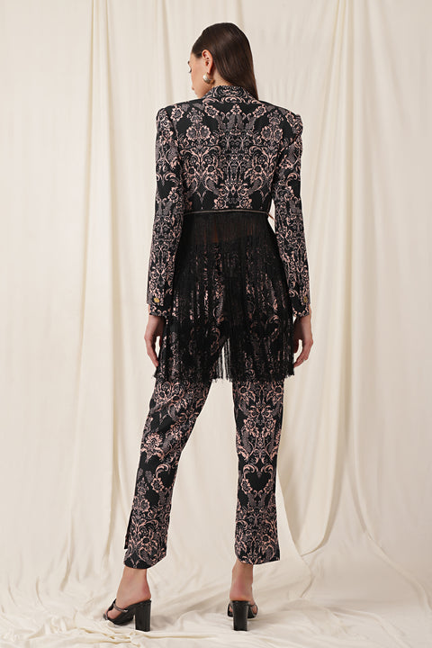 FRINGE BLAZER SUIT SET