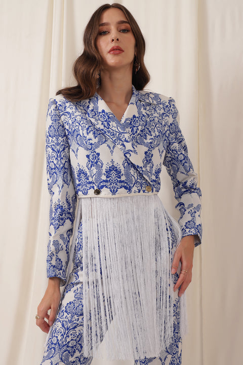 FRINGE BLAZER SUIT SET