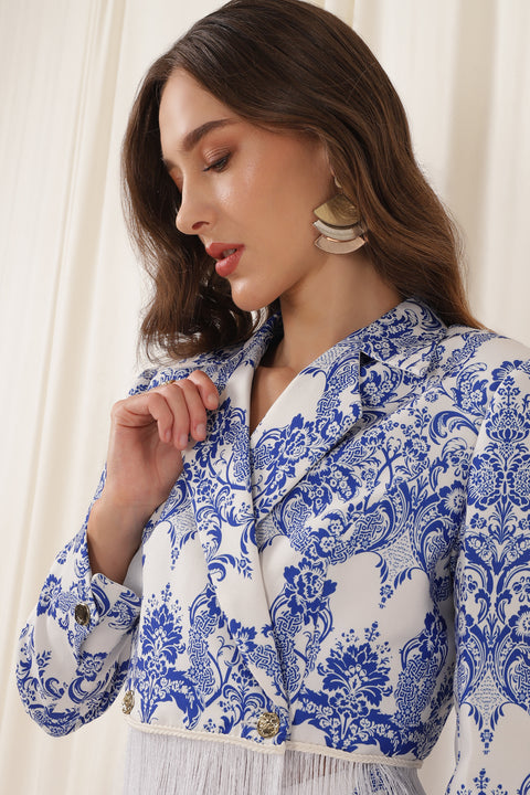 FRINGE BLAZER SUIT SET