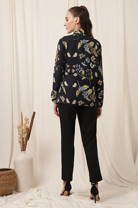 TIE UP SHIRT FLORALLY FLOURISHED PARIS