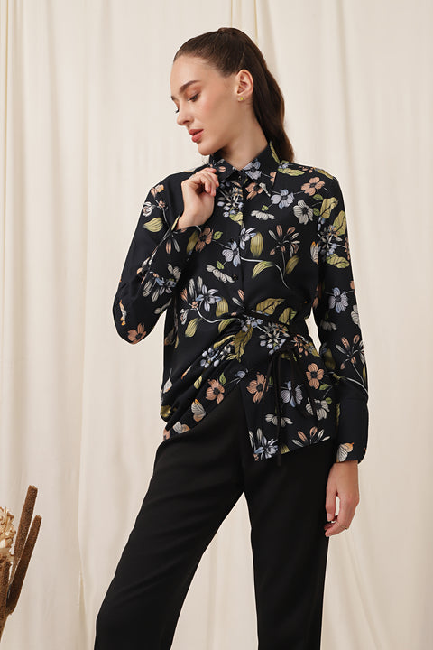 TIE UP SHIRT FLORALLY FLOURISHED PARIS