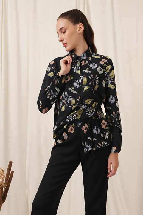 TIE UP SHIRT FLORALLY FLOURISHED PARIS